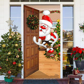 Lofaris Wood Xmas Tree Santa Claus Elk Christmas Door Cover